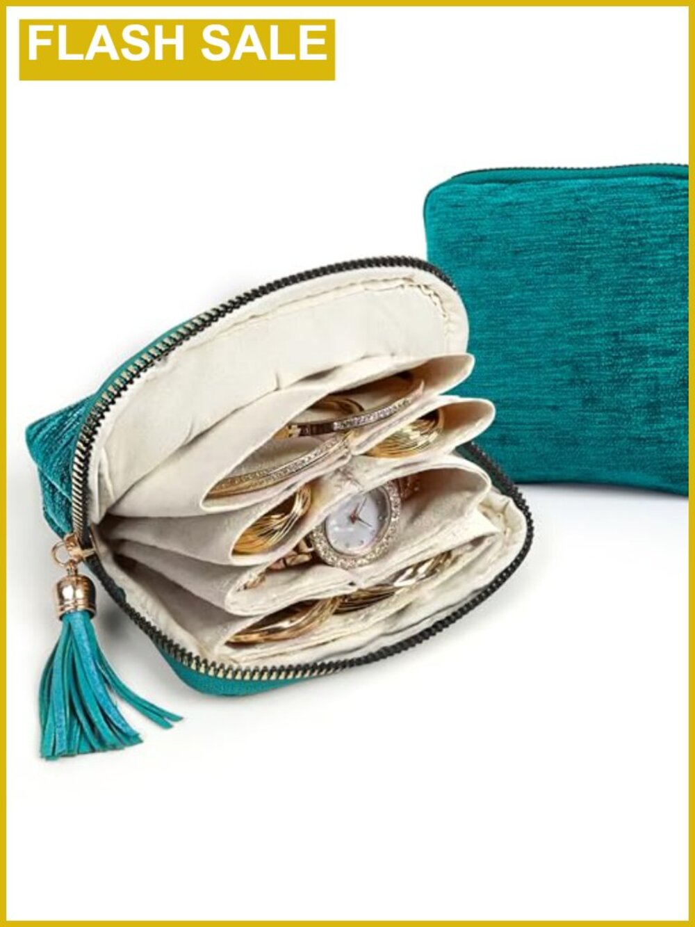 5-Layer Velvet Jewelry Organizer Travel Pouch Bangle Bracelet Storage